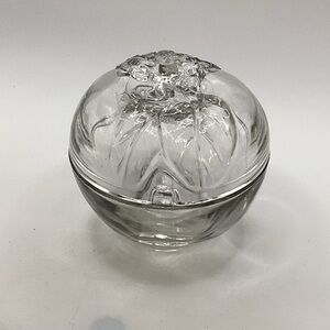 Akro Agate Clear Glass Apple Powder Jar. With Notch.